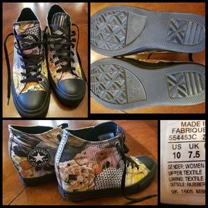 Black Converse Lux Hightop Floral 3" Heel